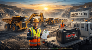 Pilih battery alat berat yang tepat. Review battery excavator, battery heavy duty tahan getar, CCA battery alat berat, battery EMTRAC Plus